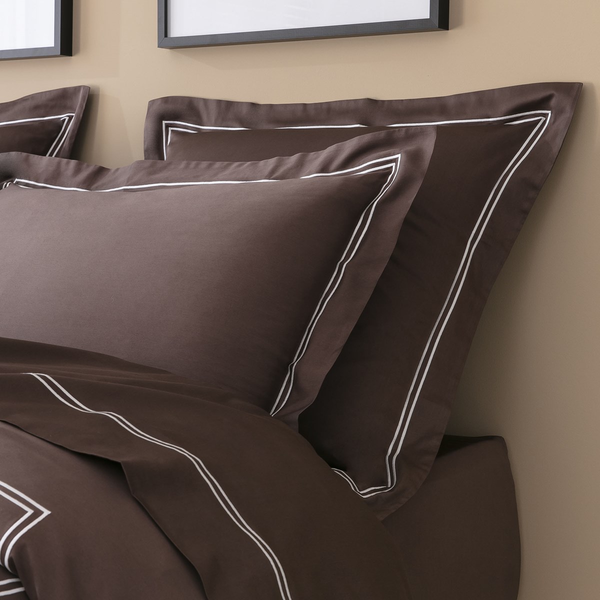 Drap plat satin de coton égyptien RADIEUSE marron chocolat, MPC MAISON