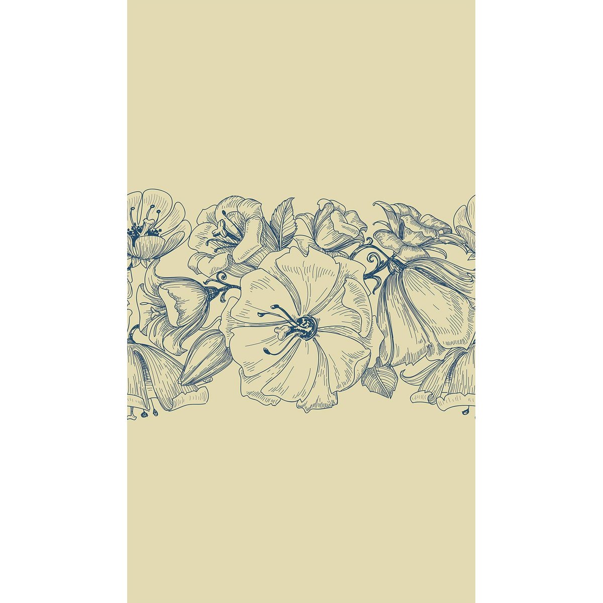 Papier peint fleurs d encre intissé, HEXOA