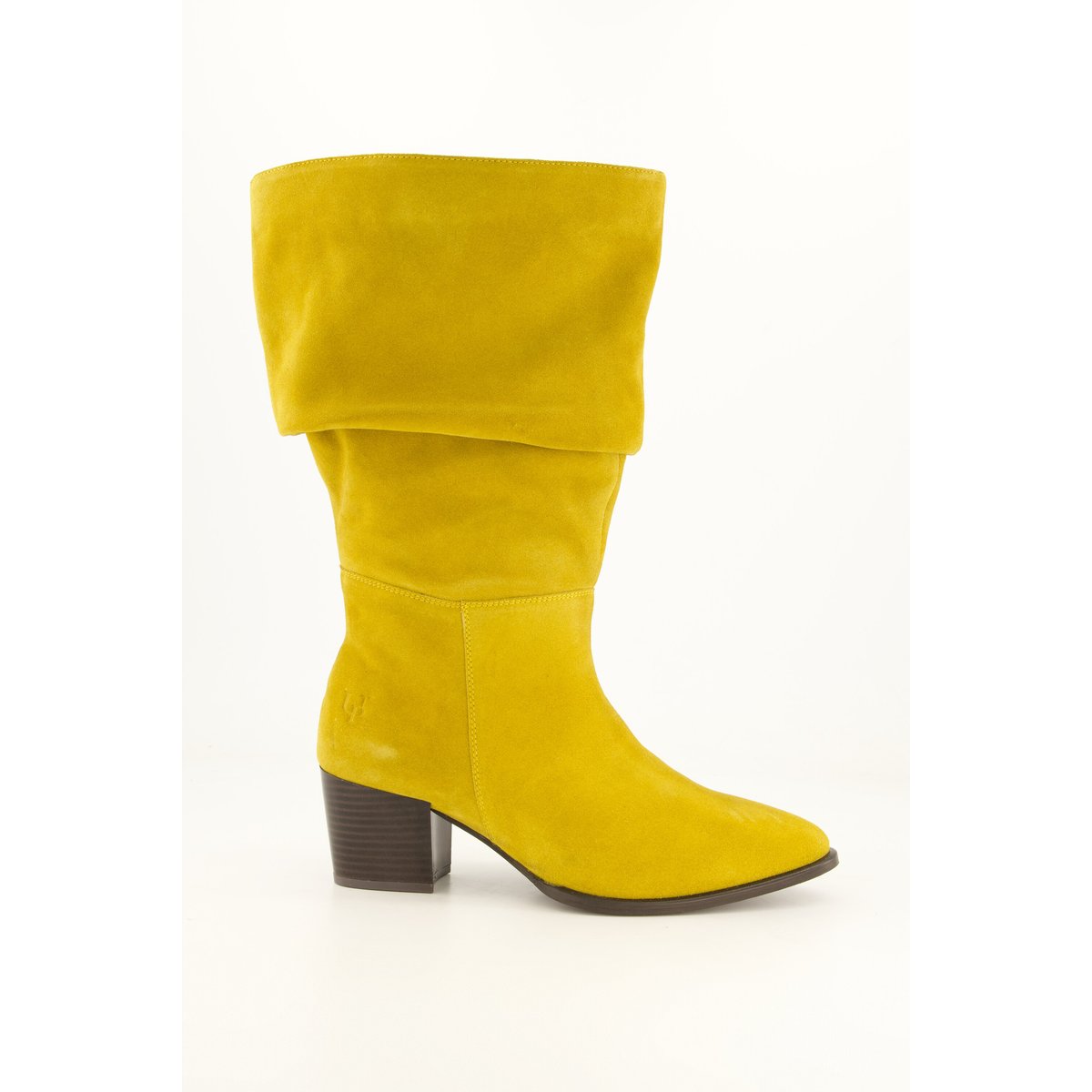 Bottes Slouchy en cuir suédé et , pied large vert moutarde, ULLA POPKEN