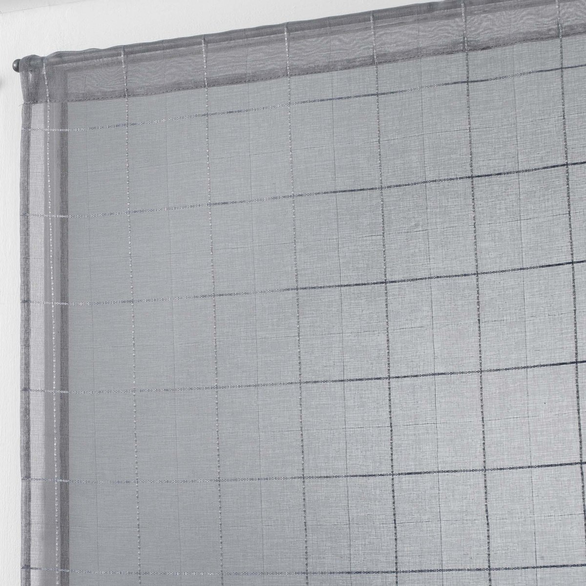 Paire Voilage a carreaux gris, EDEN