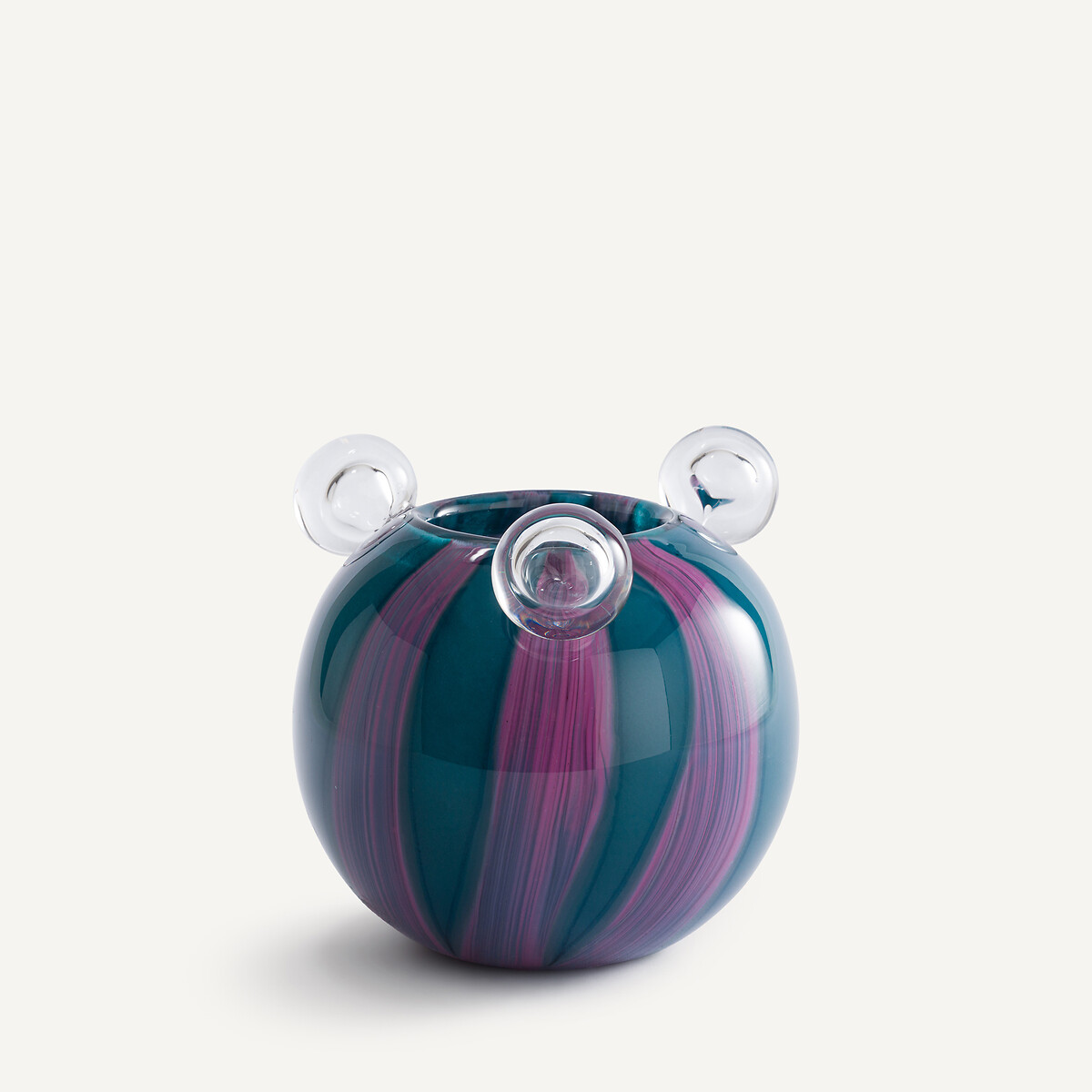 Vase en verre soufflé à 3 bulles, H18 cm, Celis bleu, AM.PM