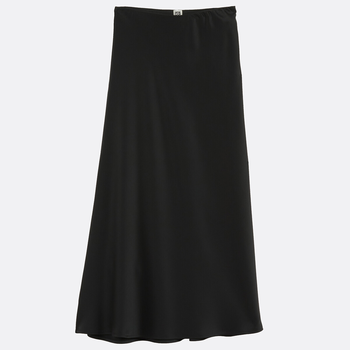 Jupe midi évasée en satin mat à taille élastiquée noir, LA REDOUTE COLLECTIONS