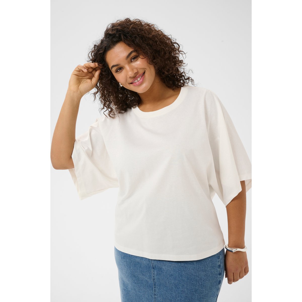 T-shirt à manches courtes blanc chalk, KAFFE CURVE