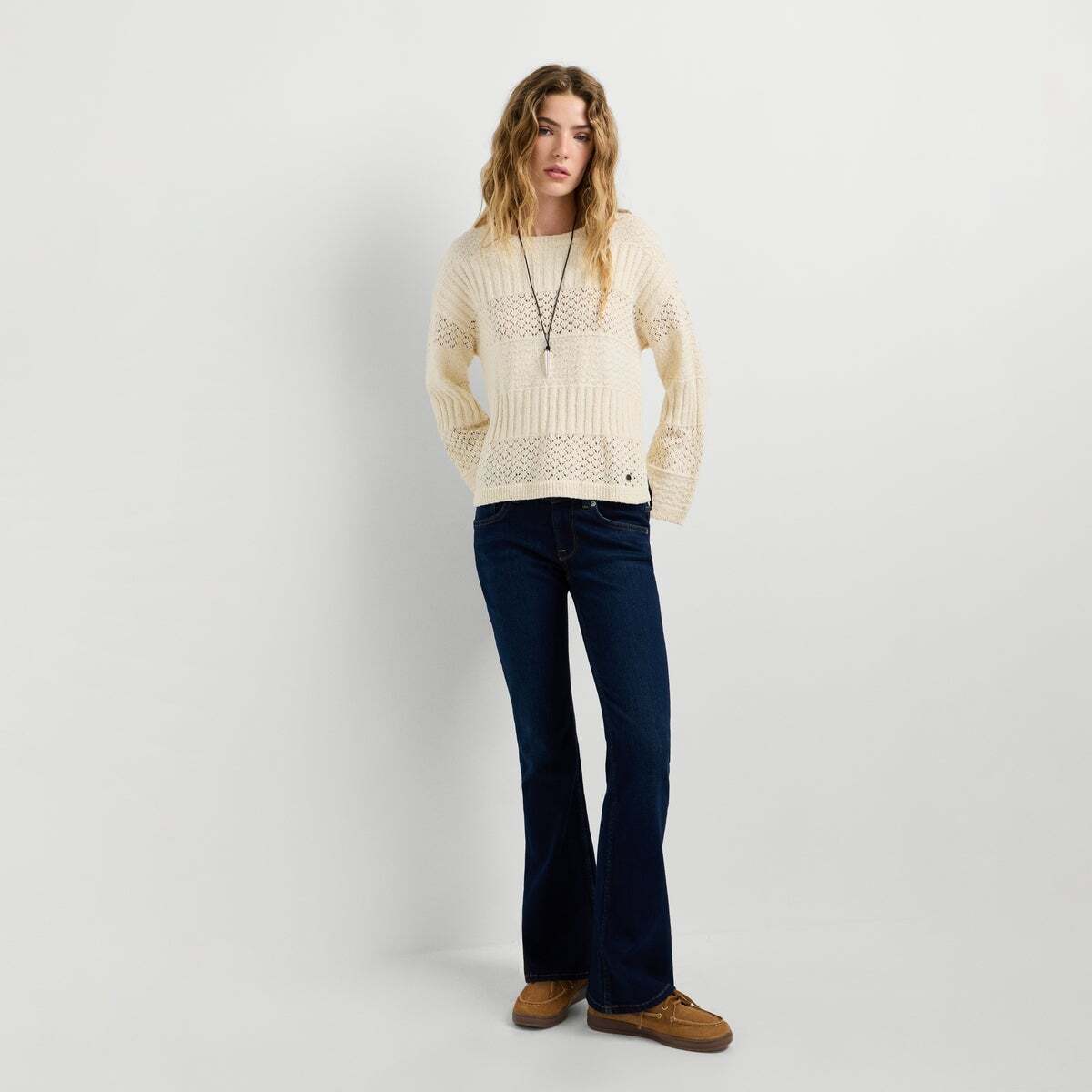 Pimlico - Jean Coupe Évasée, Taille Basse powerflex indigo foncé délavé, PEPE JEANS