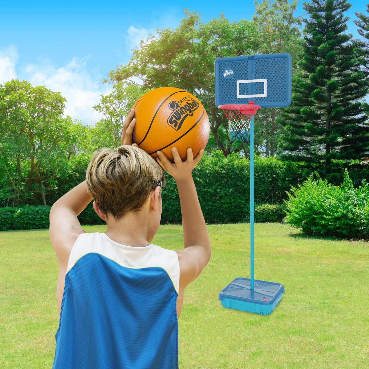 Panier de basketball Swingball toutes surfaces bleu - rouge - orange, SWINGBALL