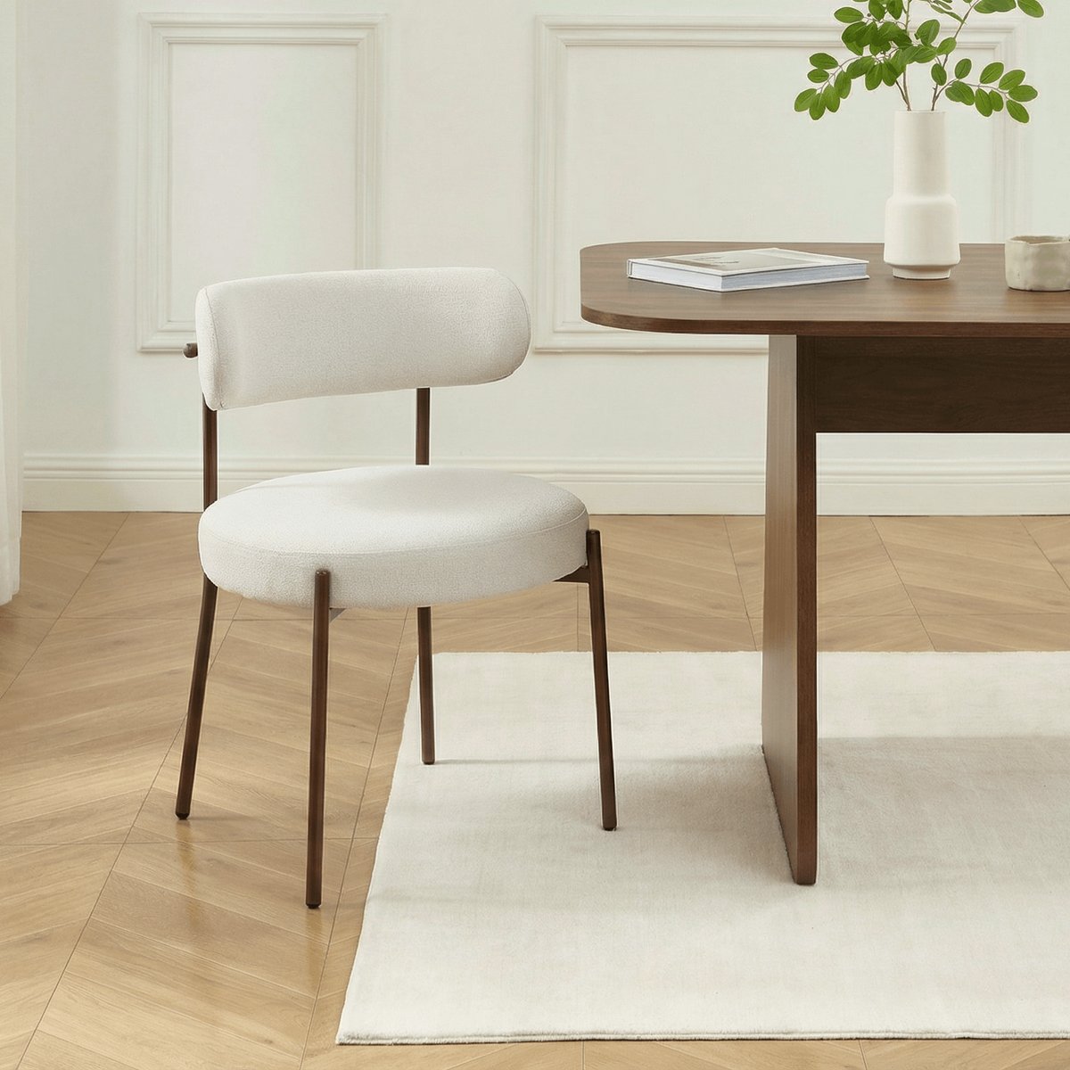 Chaises tissu pieds métal (lot de 2) NOA beige, BAÏTA