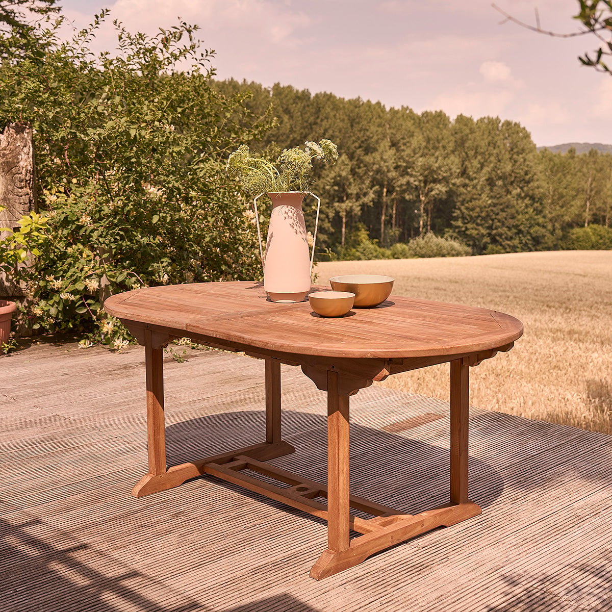 Table de jardin en teck huilé extensible 8/10 places BALI marron, BERAH GETAH
