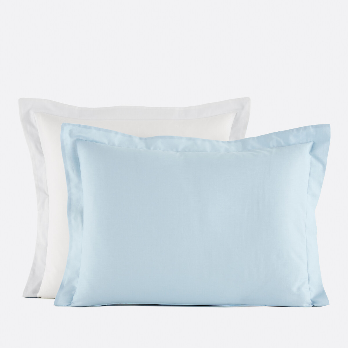 Taie d'oreiller en coton bicolore bleu pastel/blanc, LA REDOUTE INTERIEURS
