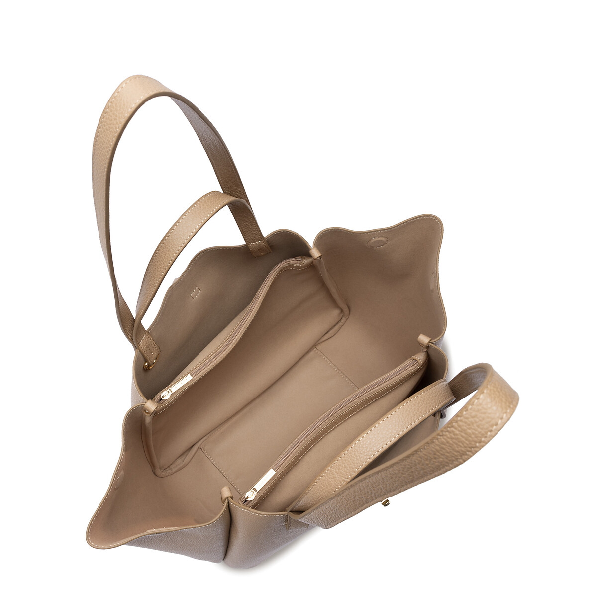 Sac cabas porté épaule L en cuir, MILANO HORIZON sable, LANCASTER