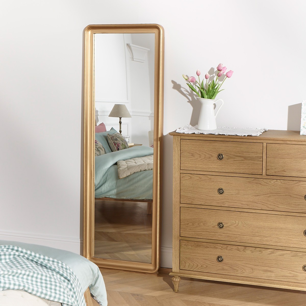Miroir 180x61 cadre en pin HELENE or, ROBIN DES BOIS