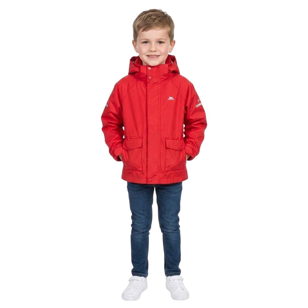 Veste imperméable à capuche amovible motif/style détail réfléchissant rouge, TRESPASS