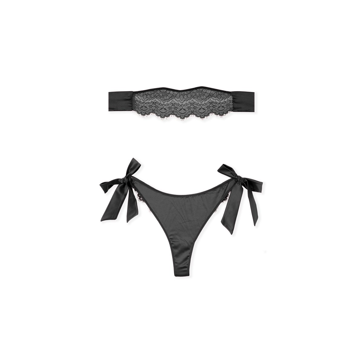 Tanga et masque en dentelle à nouer FLIRTINI noir, ETAM