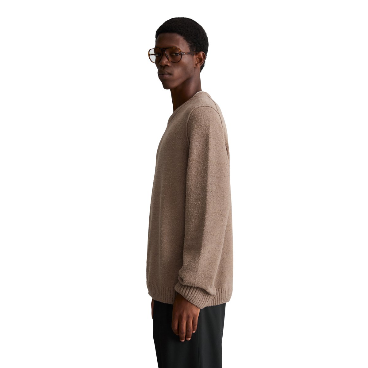 Pull bouclé coupe classique en mélange de coton bio doux marron, MARC O’POLO DENIM