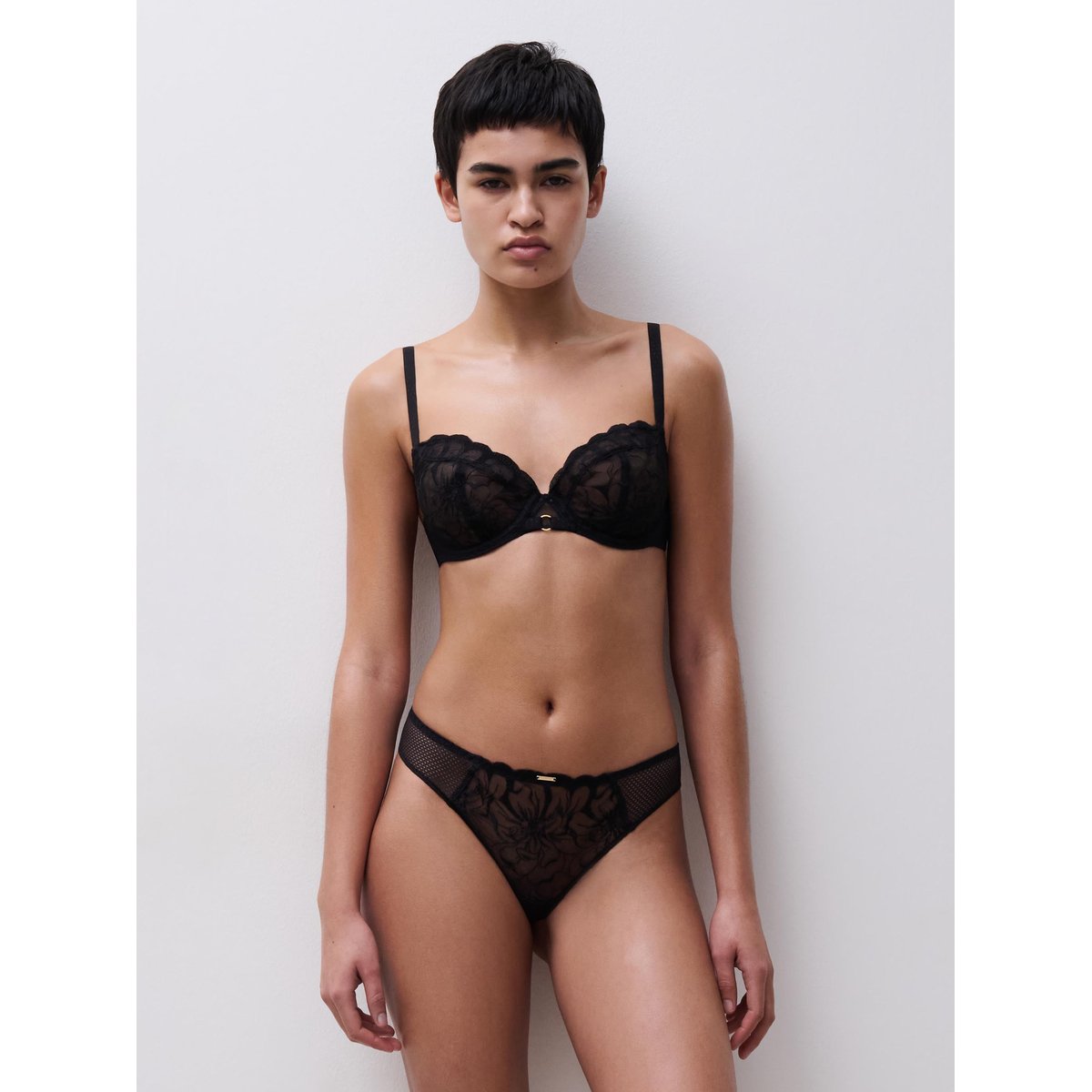 Tanga FLEURS noir, CHANTELLE