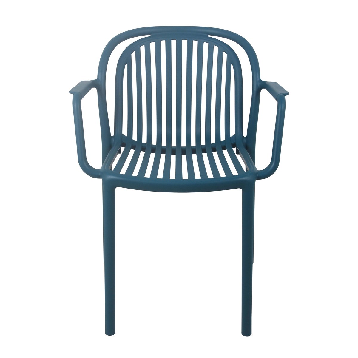 Lot de 4 fauteuils de terrasse en plastique, COPENHAGUE bleu canard, OVIALA