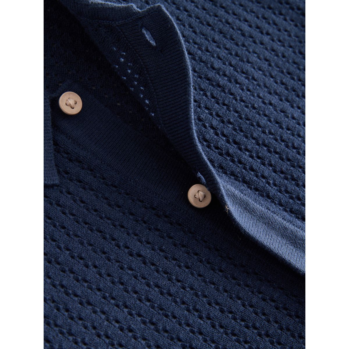 Polo boutonné en maille bleu marine, NEXT