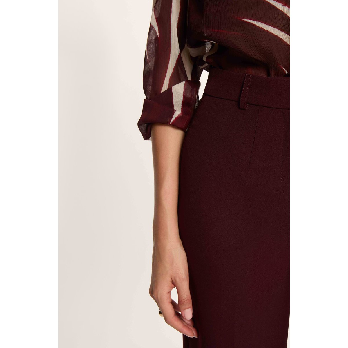 Pantalon droit à pinces prune, MORGAN
