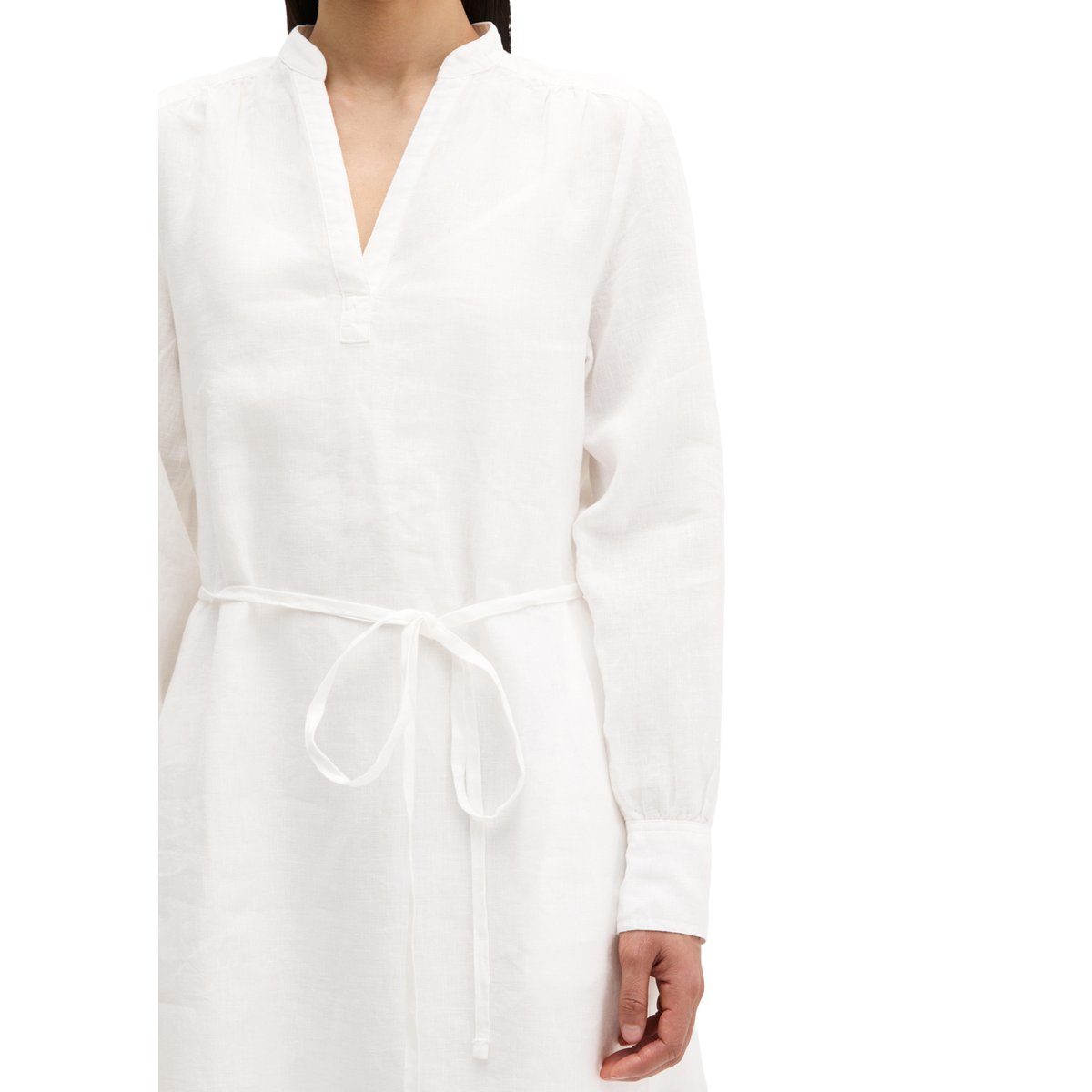 Robe en lin loose avec bandeau à la taille blanc, MARC O'POLO