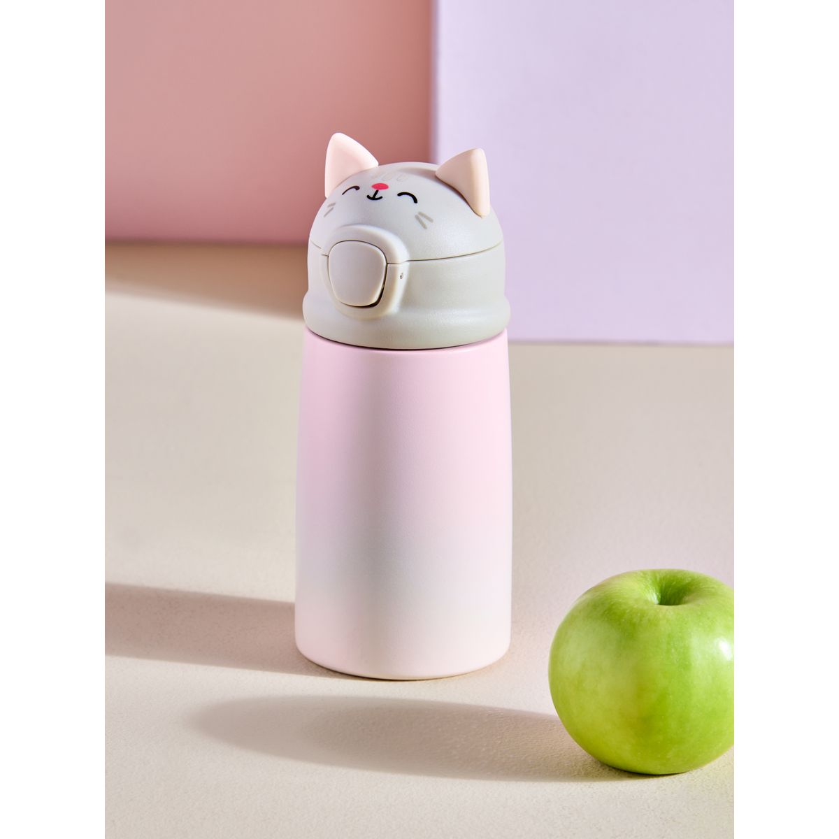 Gourde chat en acier inoxydable 350 ml rose, NEXT
