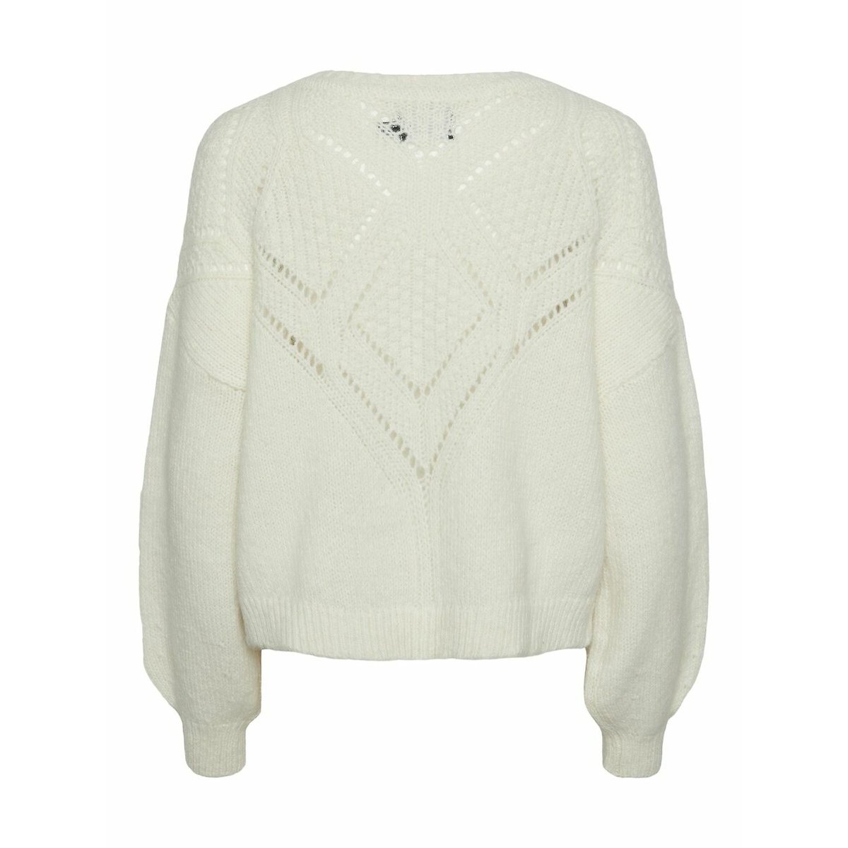 Round Neck Buttoned Cardigan in Fine Knit white, PIECES