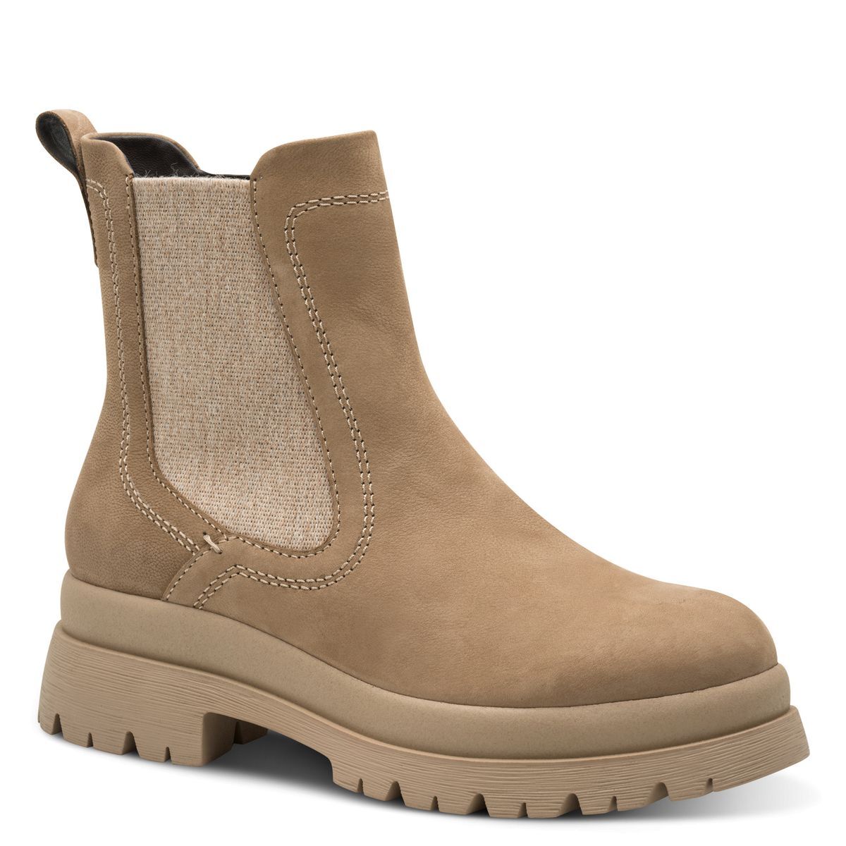 Bottine Chelsea en cuir marron camel, TAMARIS