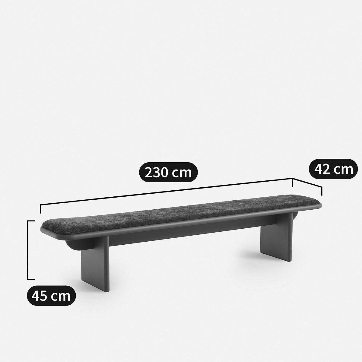 Banco XL de MDF lacado en mate, 230 cm de largo, MARVELA rojo, LA REDOUTE INTERIEURS