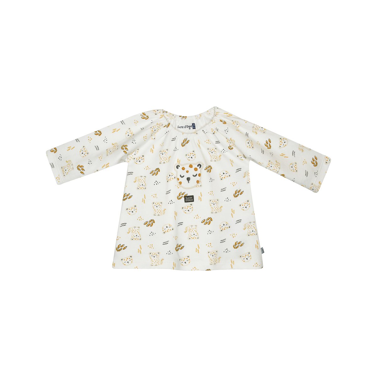 Ensemble tunique legging bavoir genevieve maille manches longues naissance beige, SUCRE D'ORGE