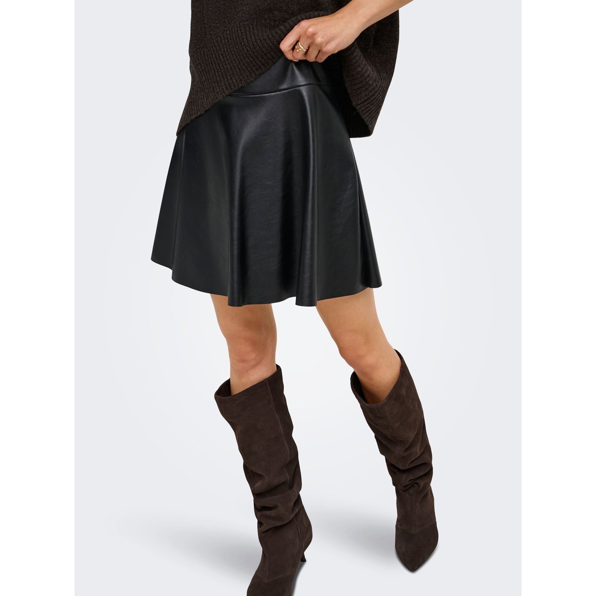 Jupe En Cuir black 1, ONLY