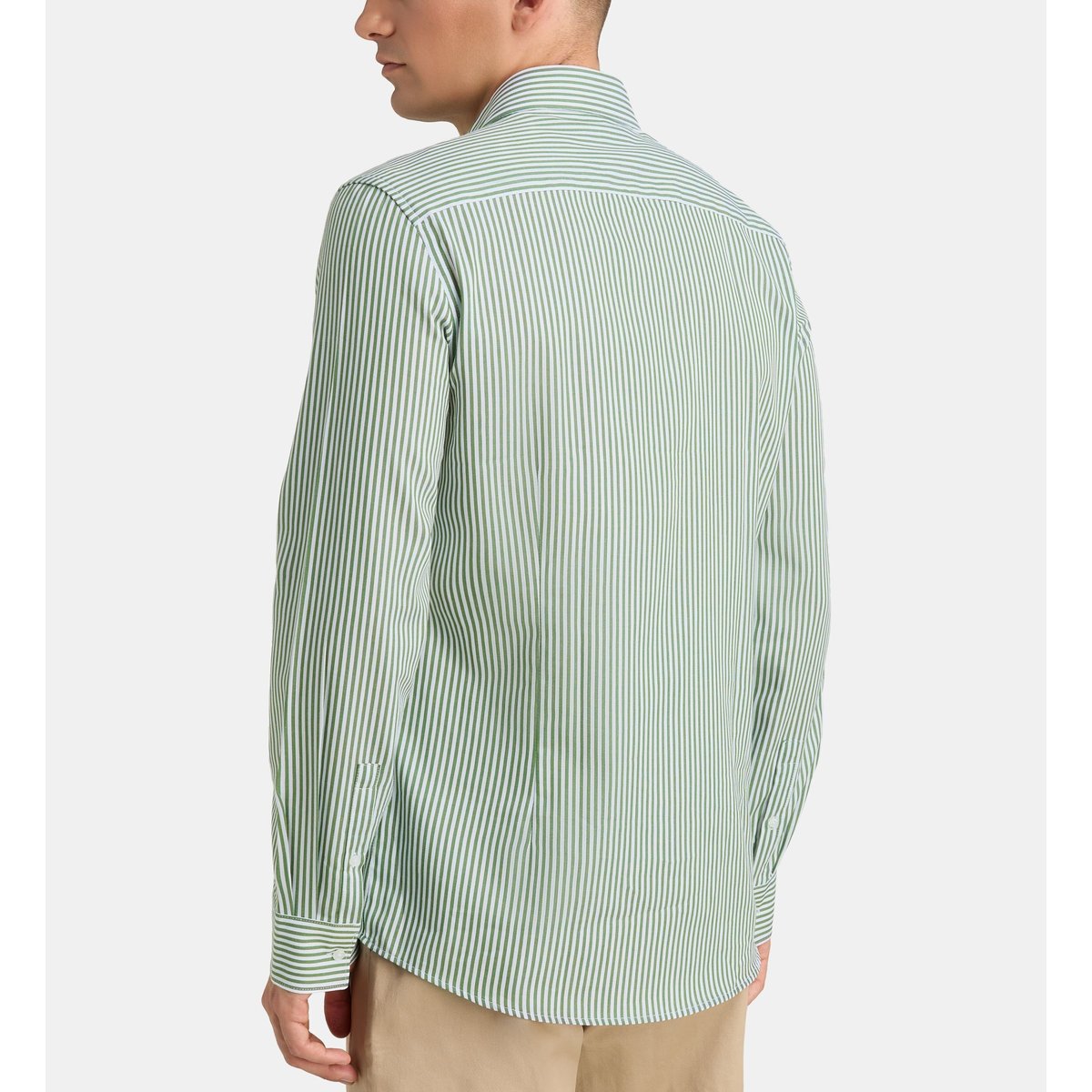 Chemise ajustée msrten rayures sans repassage coton bio vert, GALERIES LAFAYETTE