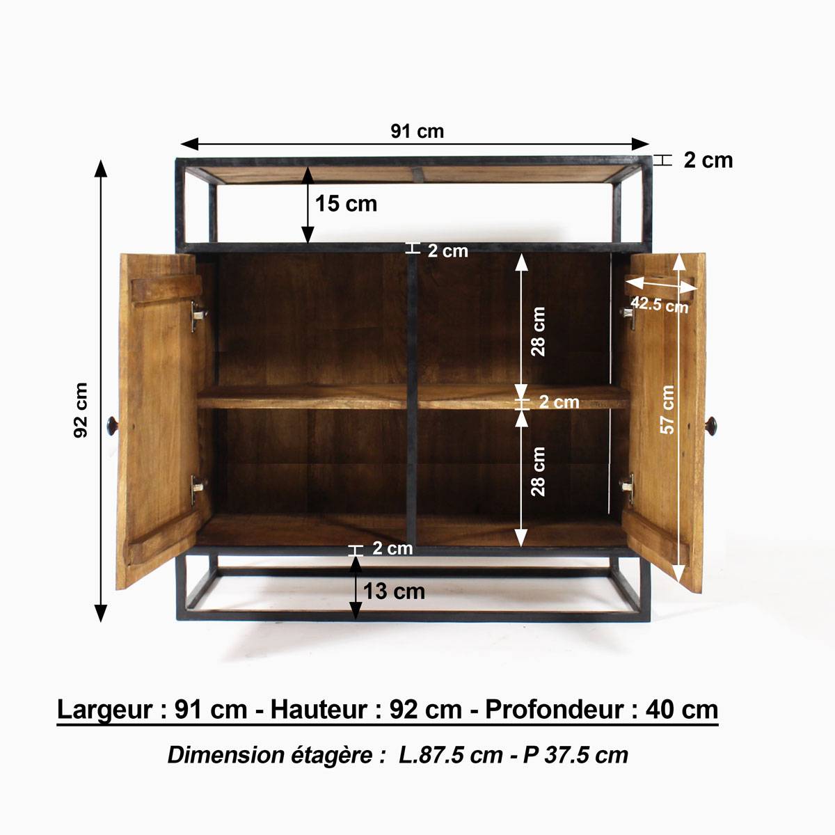 Buffet en bois de manguier MARCEL bois clair, MADE IN MEUBLES