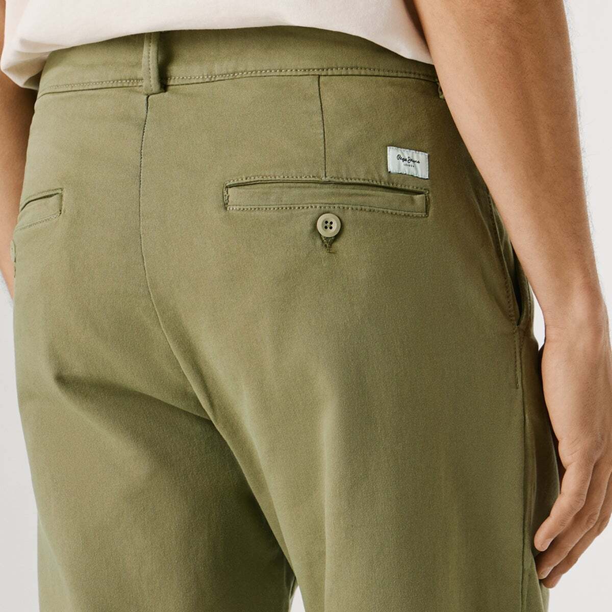 Pantalon Chino Coupe Slim vert armée délavé, PEPE JEANS