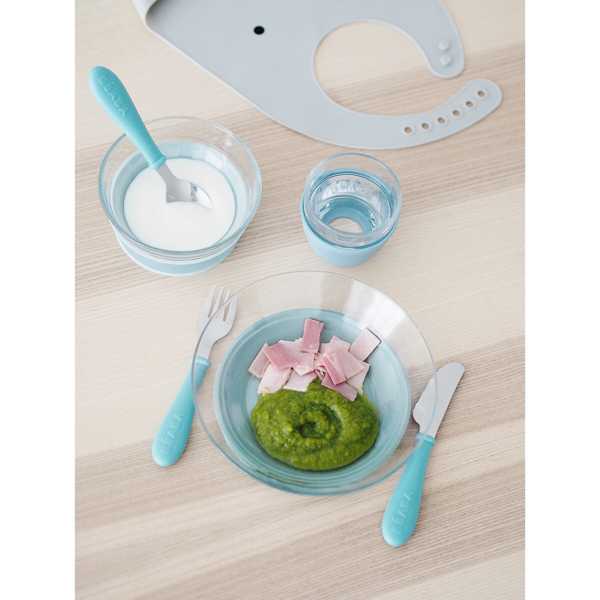 Coffret repas en verre bleu, BEABA
