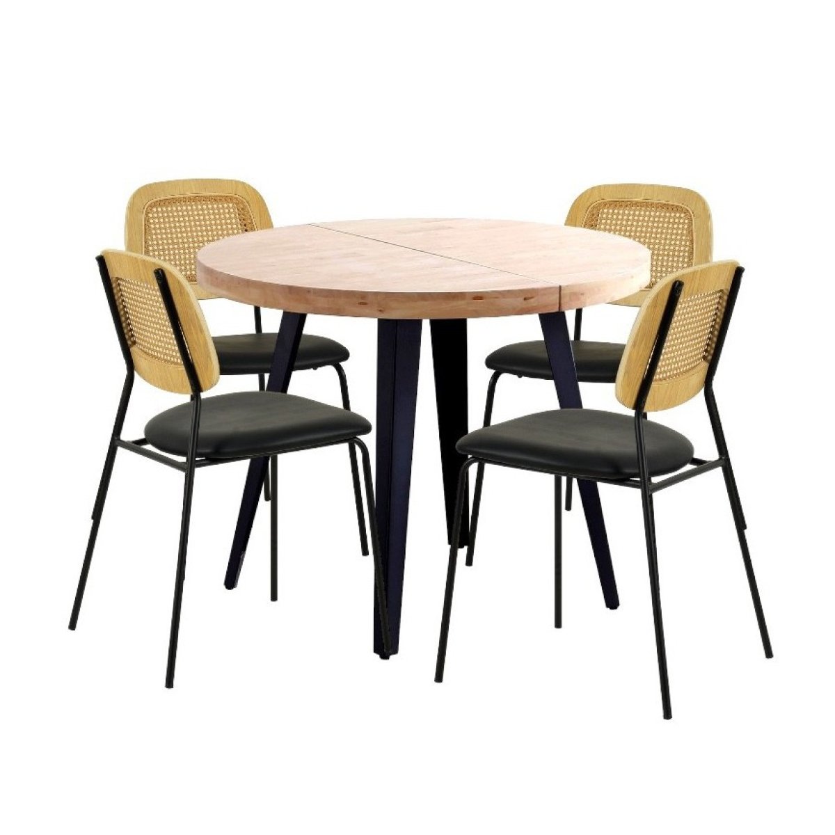 Ensemble repas en bois et 4 chaises Memphis - MATIKA noir, MATHI DESIGN