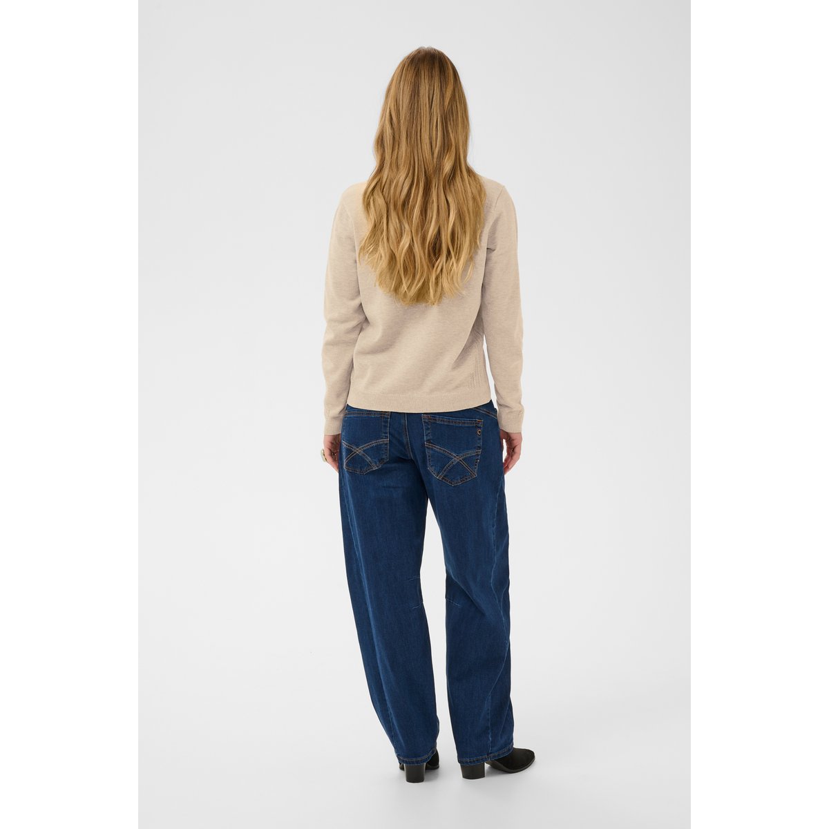 Pullover tricoté beige oat melange, CREAM