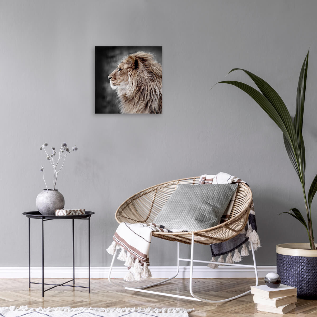 Tableau Mural Lion De Profil ANIMAUX tableaux sur toile-gris, CEANOTHE