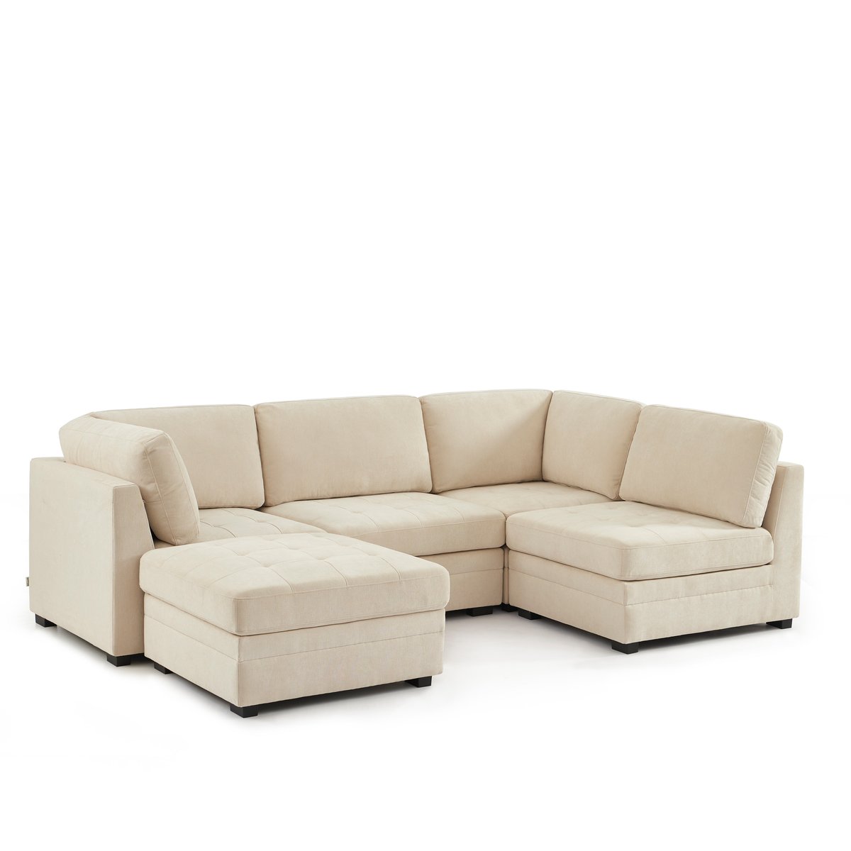 Canapé modulable 5 pièces en tissu BILLIE beige, SORELH