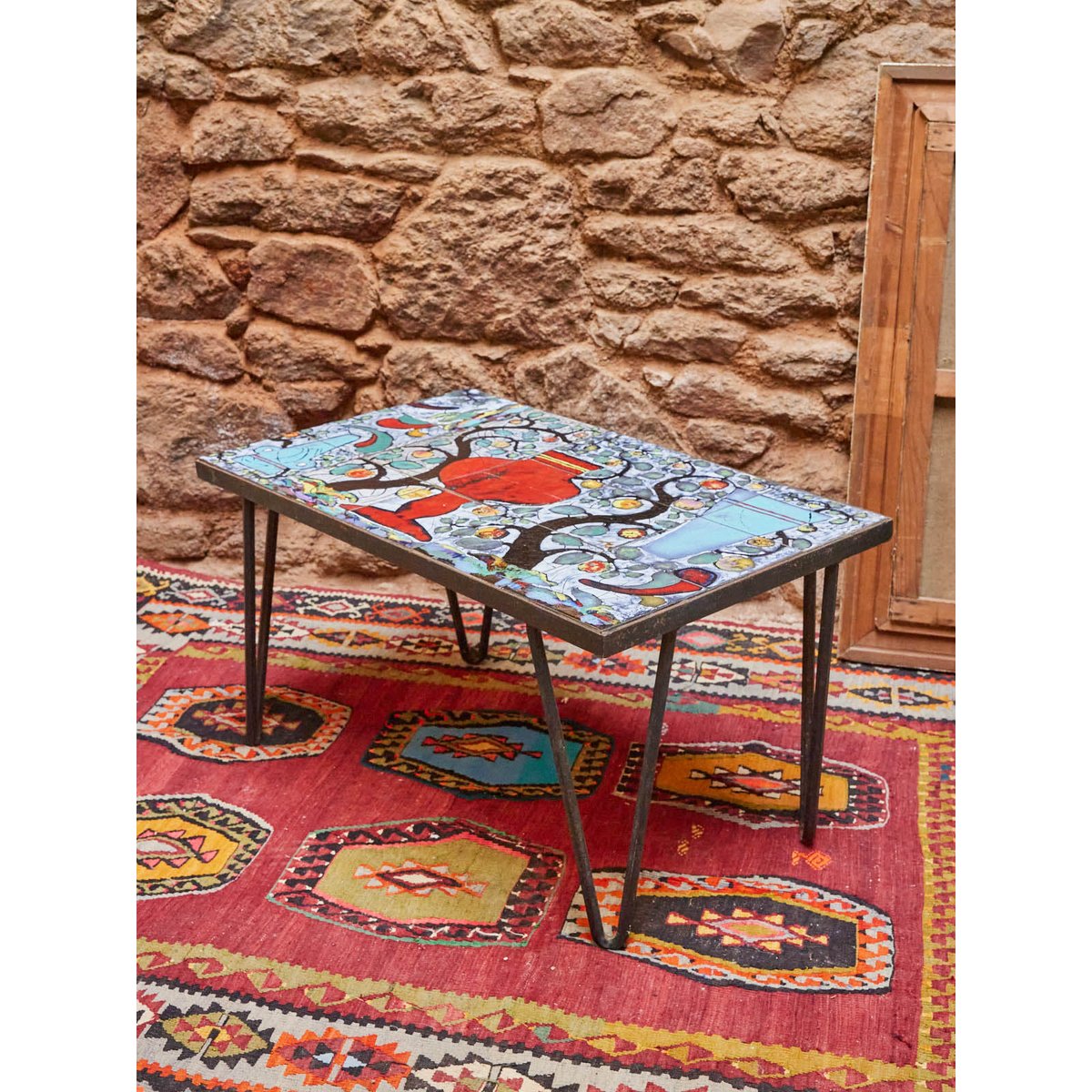 Table basse en céramique Léonie N°806 - Bon état bleu, DEBONGOUT
