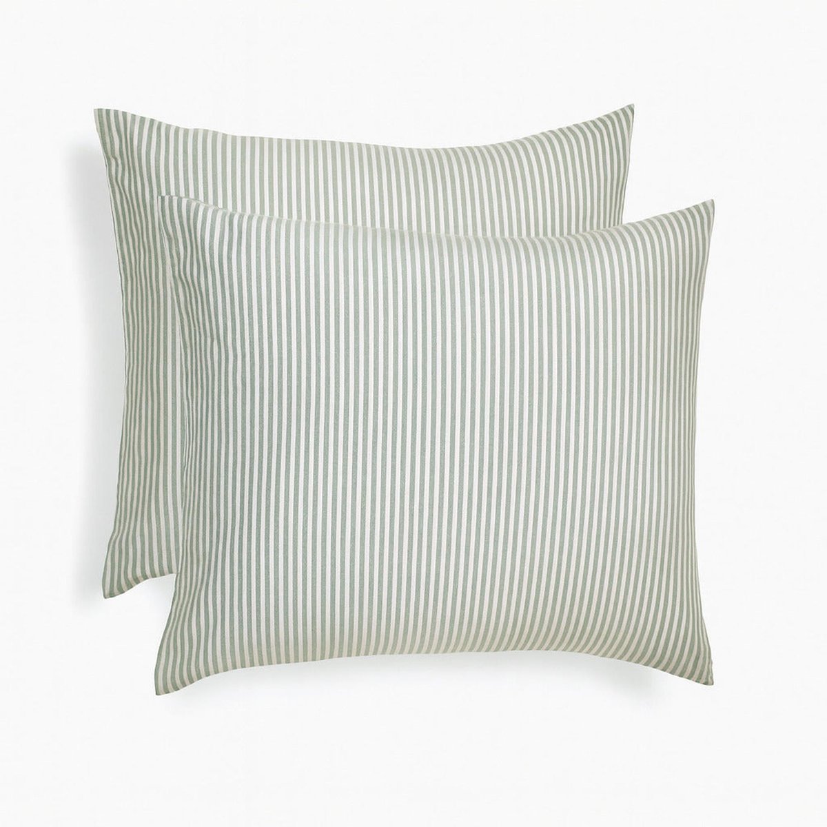 Parure + taies 65x65 coton lavé LUNAR vert céladon, FEBRONIE