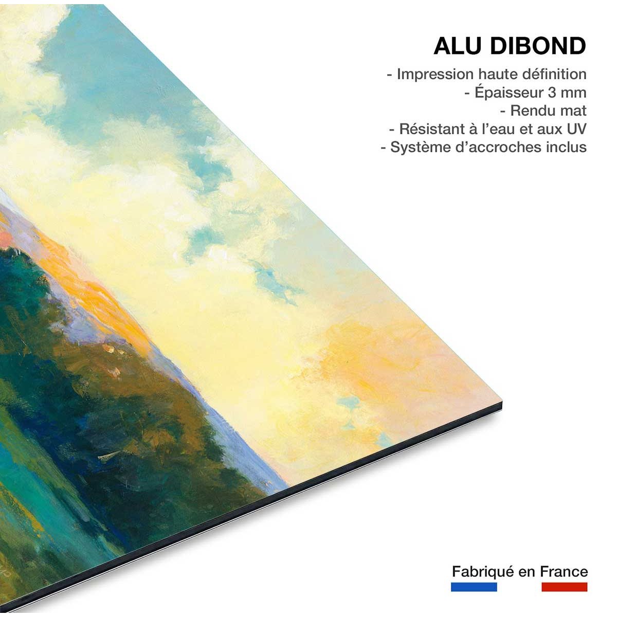 Tableau abstrait Soleil de midi sur la vallée tableau alu dibond, HEXOA