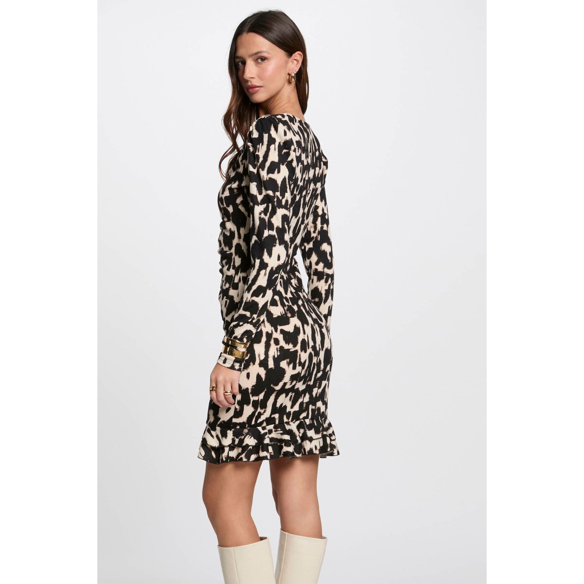 Robe courte ajustée imprimée multicolore, MORGAN