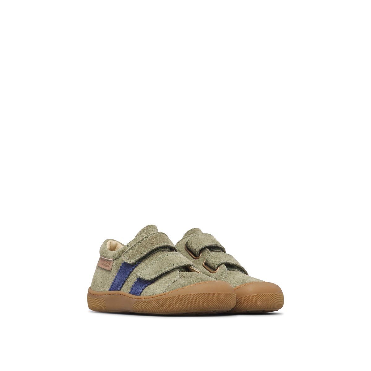 Chaussures premiers pas en suède BAREFOOT BISY VL vert olive-bleu, NATURINO