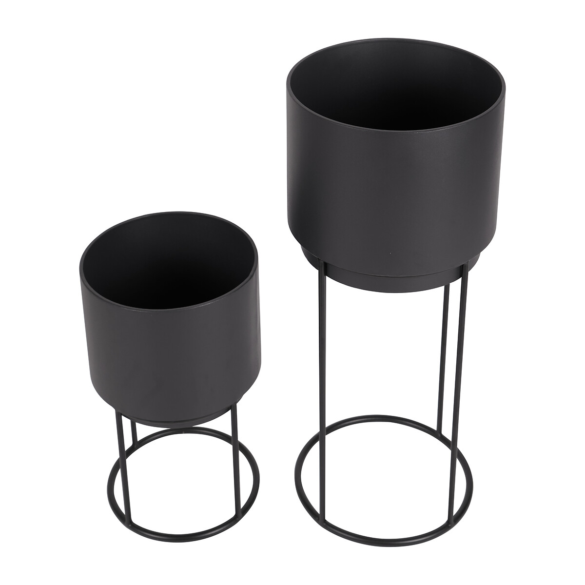 Set of 2 Graphite Metal Circular Planters graphite, ÉDITÉ