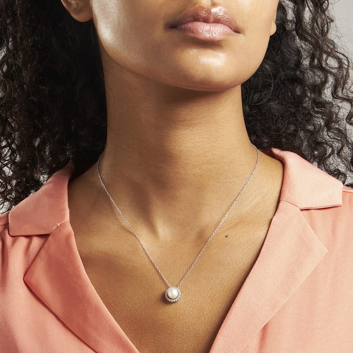 Colliers en Oxyde De Zirconium/argent/perle et Perle argent et blanc, PERLE DE NUIT