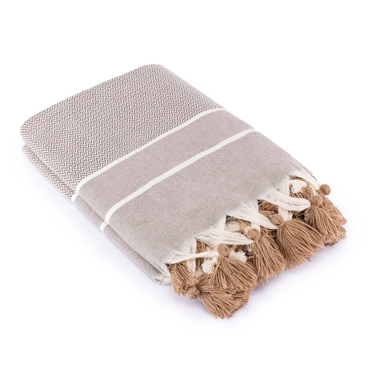 Plaid coton STOCKHOLM taupe, FEBRONIE