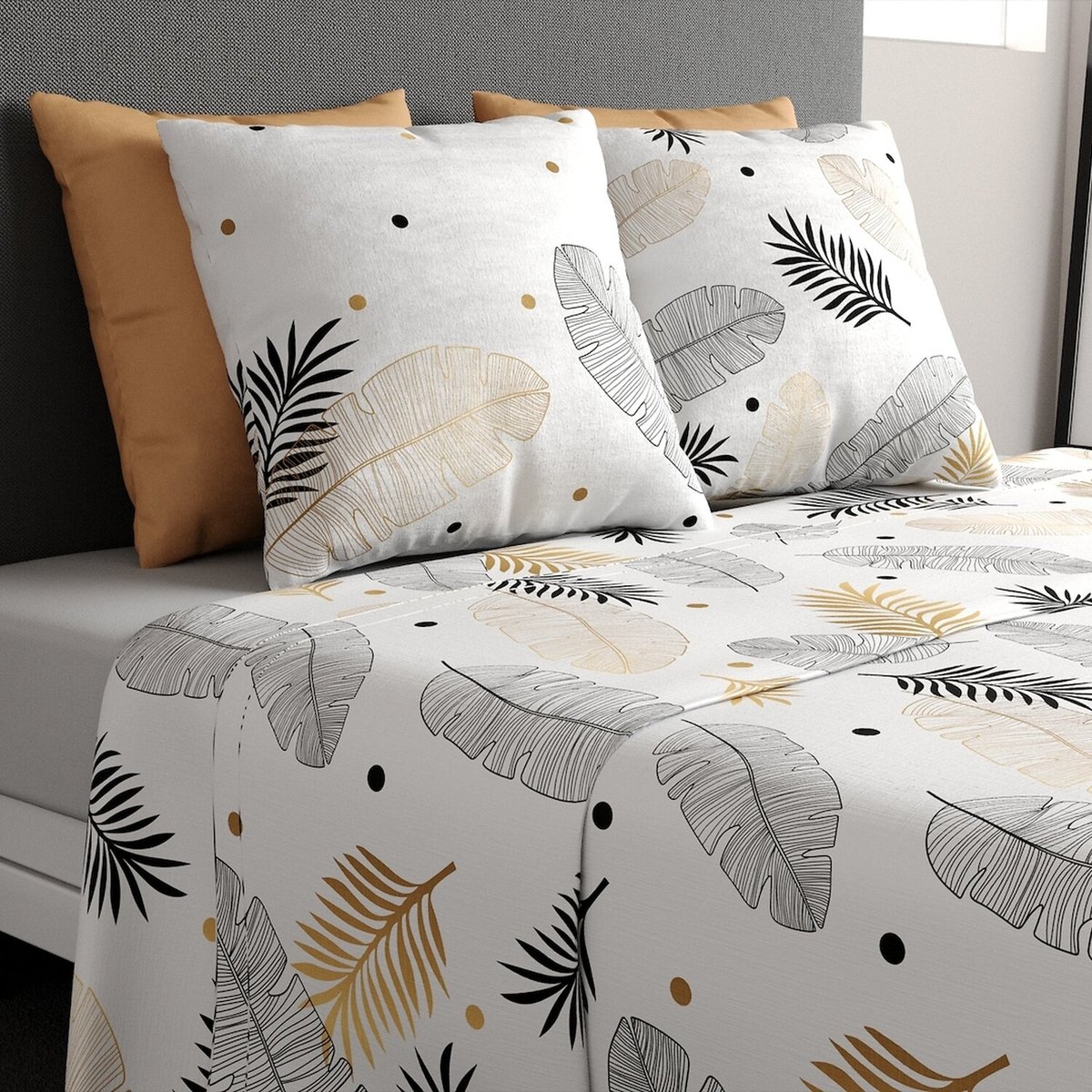 Parure de draps plat coton, Envole gris, ATELIER DU COTON