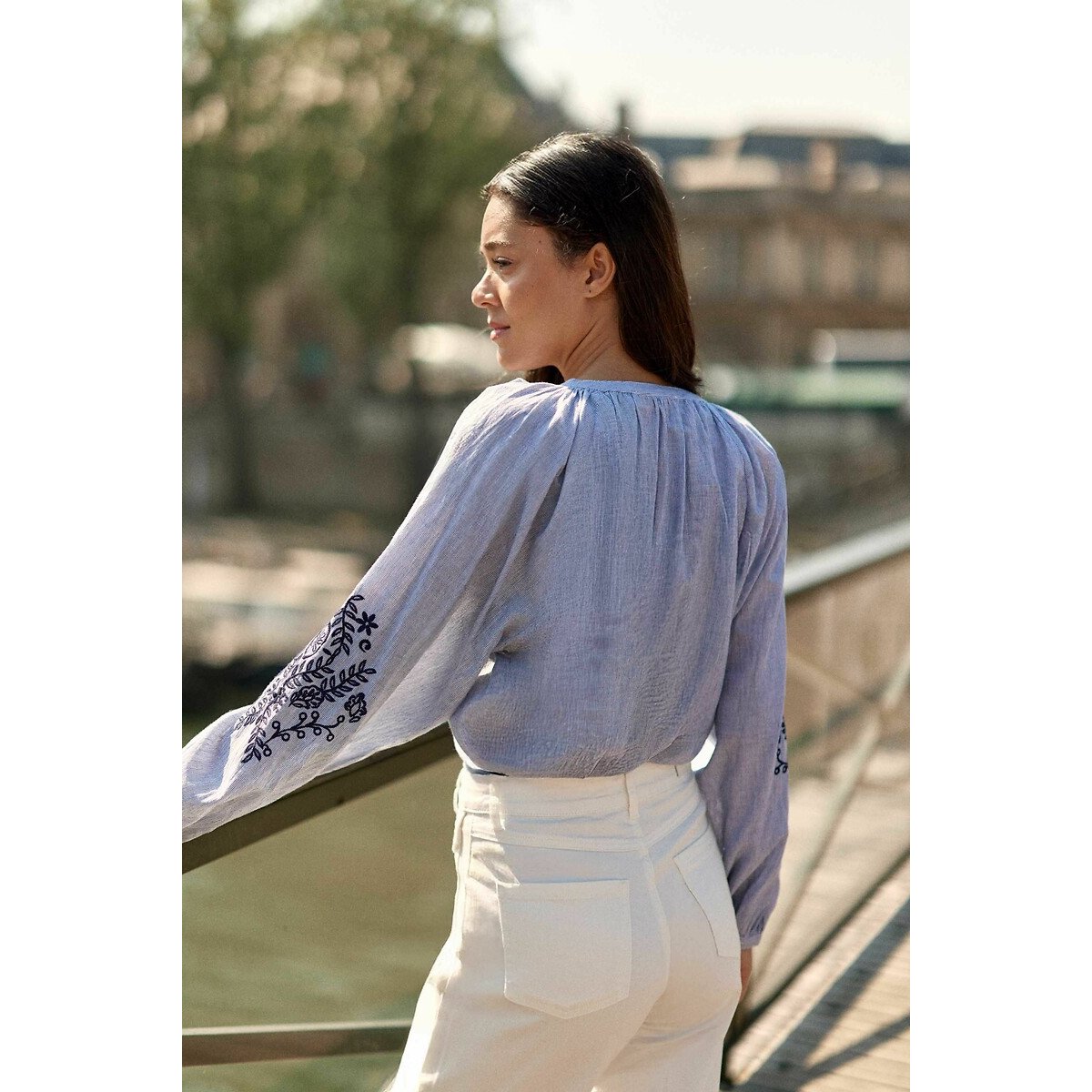 Blena Oversize Blouse with Embroidered Details blue, LA PETITE ETOILE