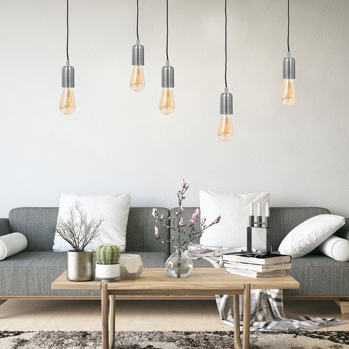 Suspension ampoule en métal INDUS gris, THE HOME DECO FACTORY