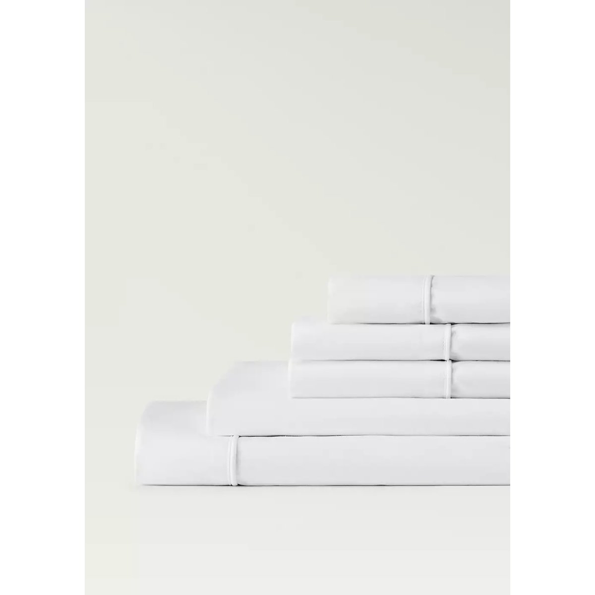 Drap percale de coton 500 fils détail passepoilé arrondi lit 90 cm blanc, MANGO HOME