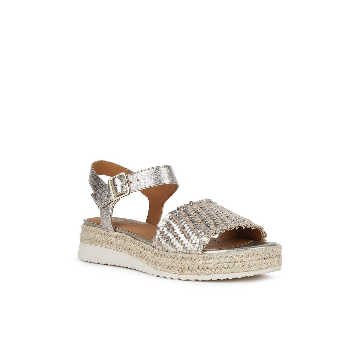Eolie Woven Leather Sandals champagne, GEOX
