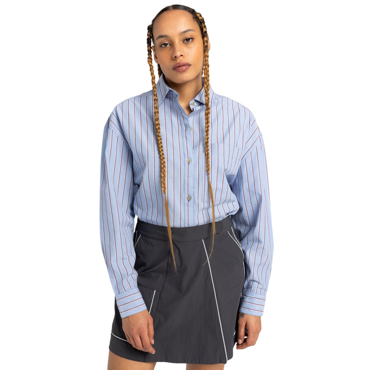 Chemise manches longues NAPKINS W bleu stripe blue/pomegranate, ELEMENT